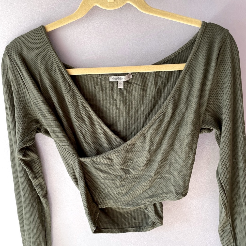 Olive green cross crop top